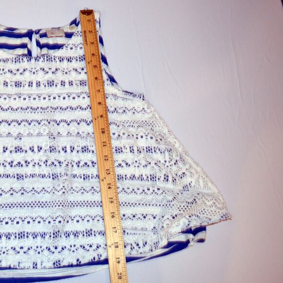 Anthropologie XS women's lace tank blue and white striped by postmark - Picture 2 of 6